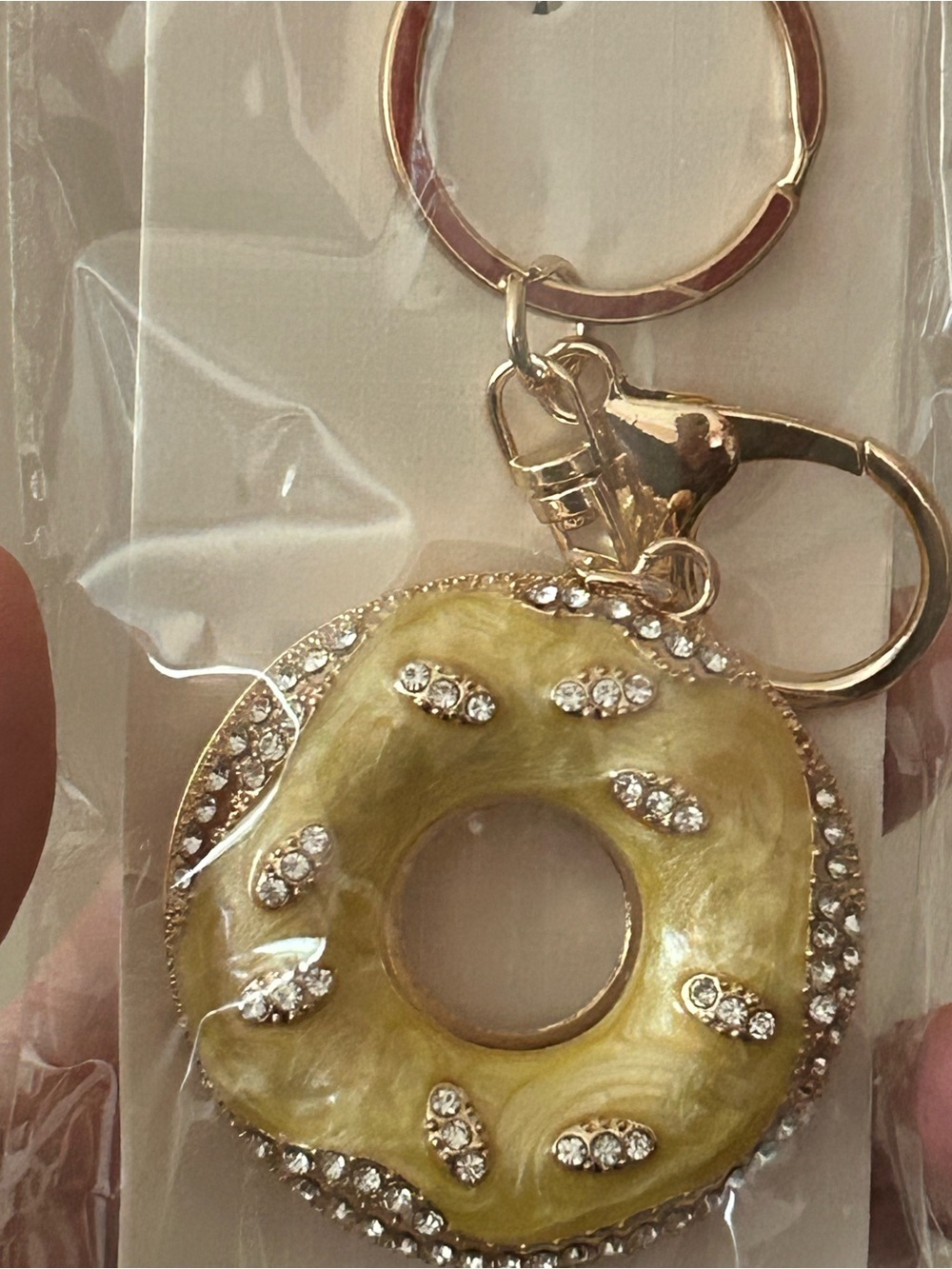 4/$50 yellow rhinestone donut keychain